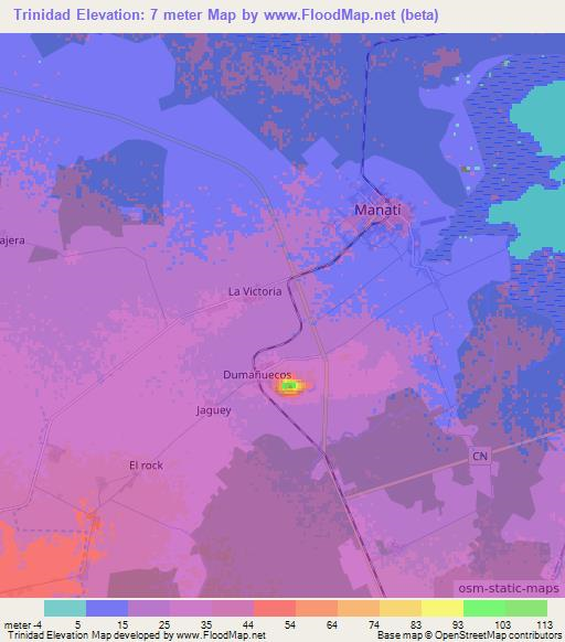 Trinidad,Cuba Elevation Map