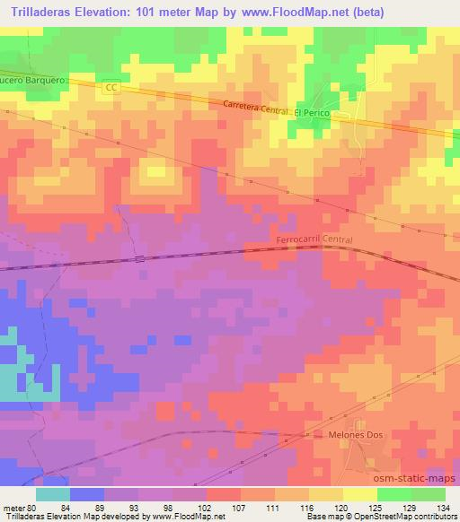 Trilladeras,Cuba Elevation Map