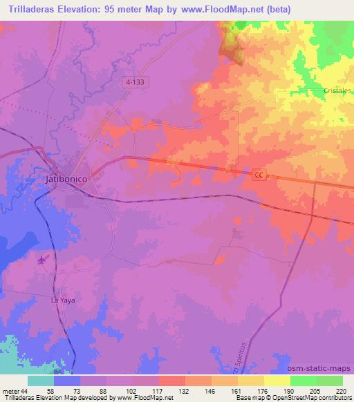 Trilladeras,Cuba Elevation Map