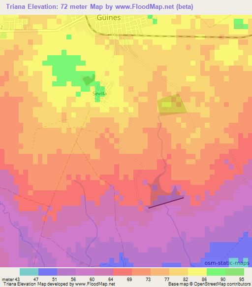 Triana,Cuba Elevation Map