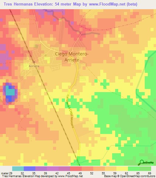 Tres Hermanas,Cuba Elevation Map