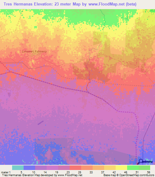 Tres Hermanas,Cuba Elevation Map