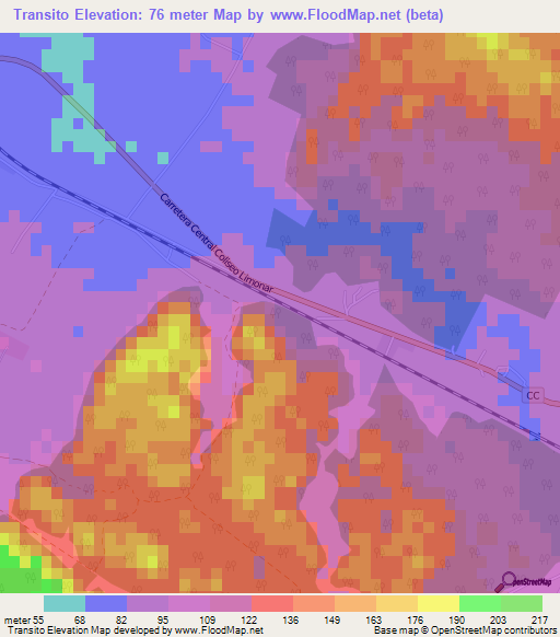 Transito,Cuba Elevation Map
