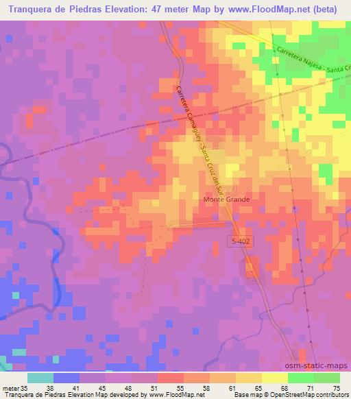 Tranquera de Piedras,Cuba Elevation Map