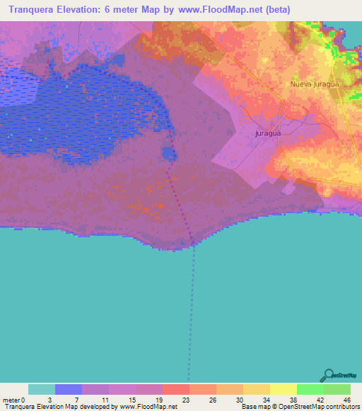 Tranquera,Cuba Elevation Map