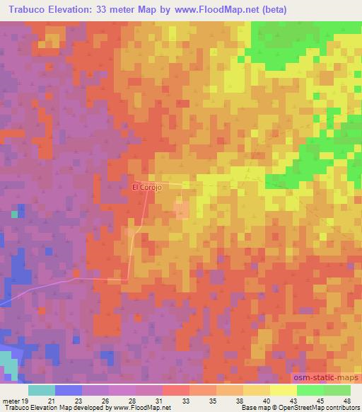 Trabuco,Cuba Elevation Map