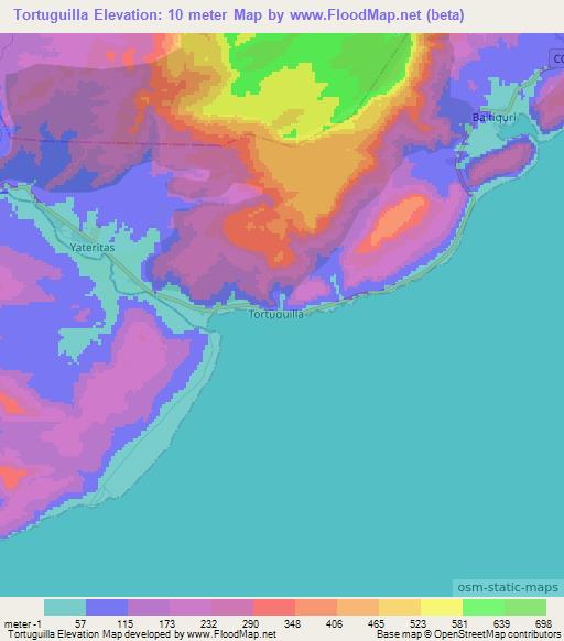 Tortuguilla,Cuba Elevation Map