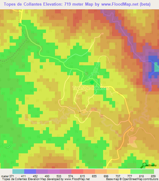 Topes de Collantes,Cuba Elevation Map