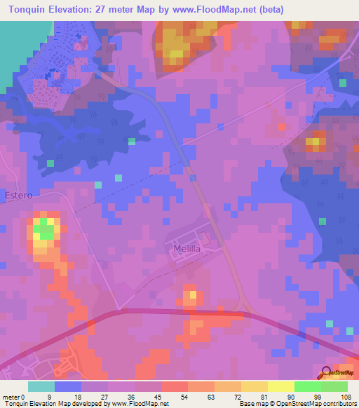 Tonquin,Cuba Elevation Map