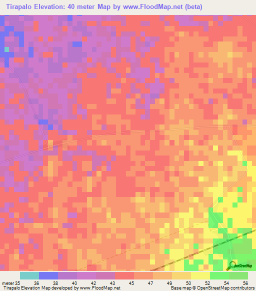 Tirapalo,Cuba Elevation Map