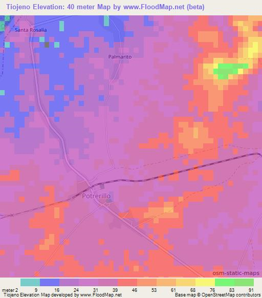 Tiojeno,Cuba Elevation Map