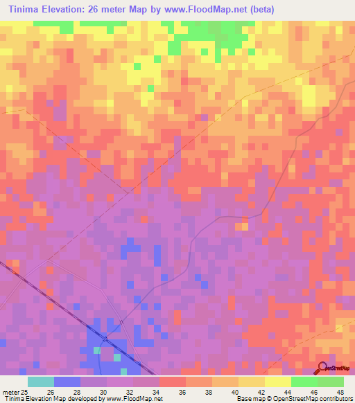 Tinima,Cuba Elevation Map