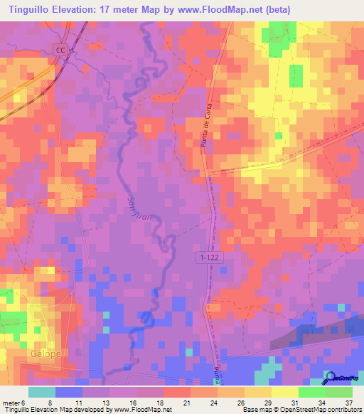 Tinguillo,Cuba Elevation Map