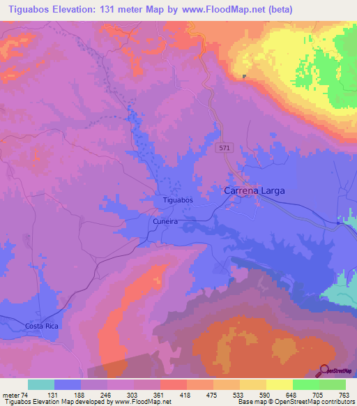 Tiguabos,Cuba Elevation Map