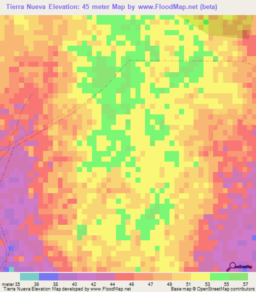 Tierra Nueva,Cuba Elevation Map