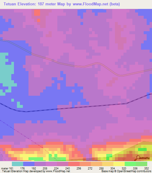 Tetuan,Cuba Elevation Map