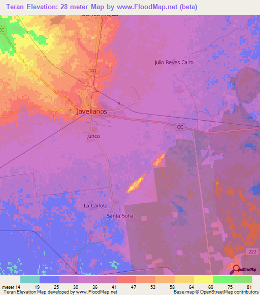 Teran,Cuba Elevation Map