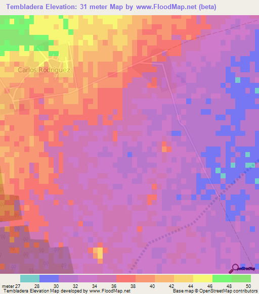 Tembladera,Cuba Elevation Map