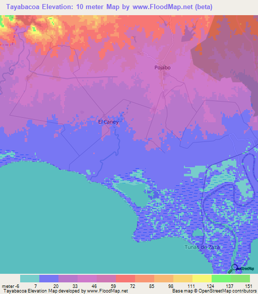 Tayabacoa,Cuba Elevation Map