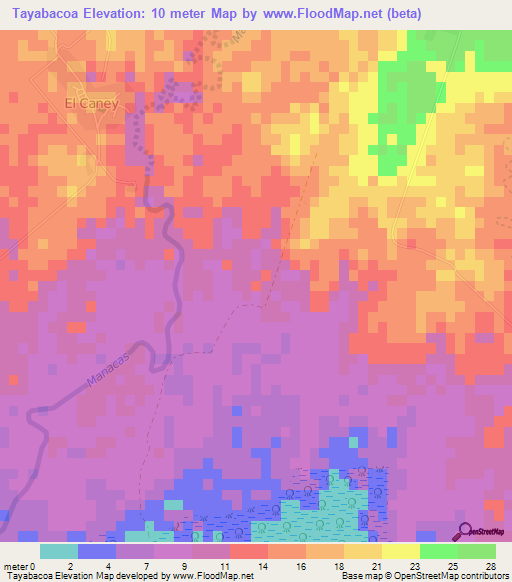 Tayabacoa,Cuba Elevation Map