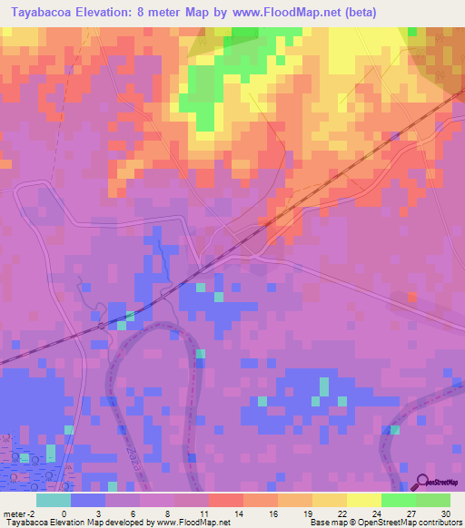 Tayabacoa,Cuba Elevation Map