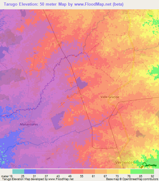 Tarugo,Cuba Elevation Map