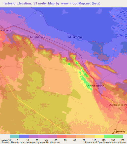 Tartesio,Cuba Elevation Map