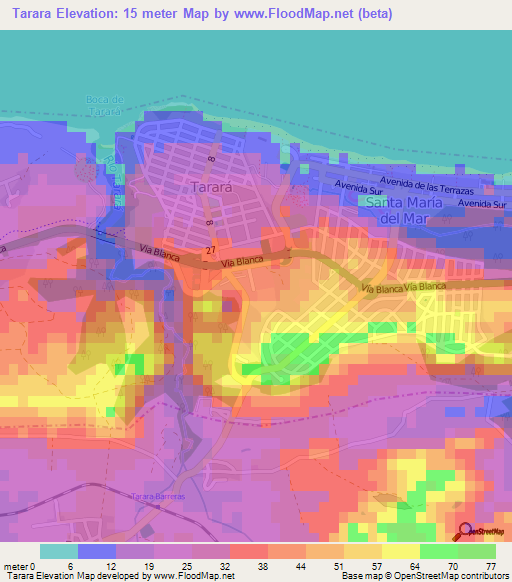 Tarara,Cuba Elevation Map