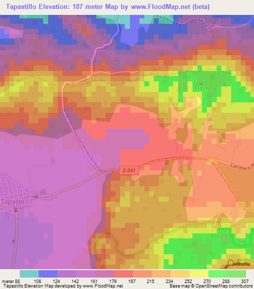 Tapastillo,Cuba Elevation Map