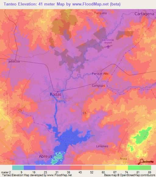 Tanteo,Cuba Elevation Map
