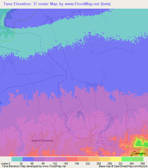 Tana,Cuba Elevation Map