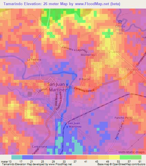 Tamarindo,Cuba Elevation Map