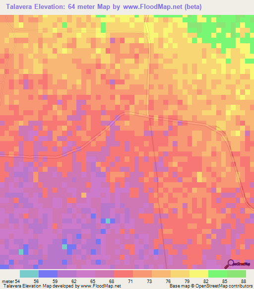 Talavera,Cuba Elevation Map
