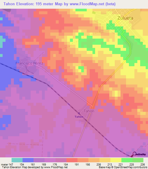 Tahon,Cuba Elevation Map