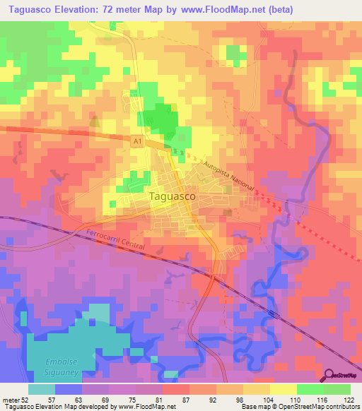 Taguasco,Cuba Elevation Map
