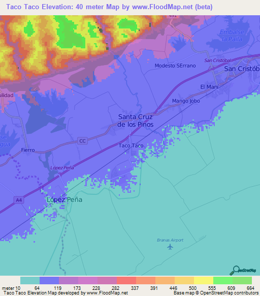 Taco Taco,Cuba Elevation Map