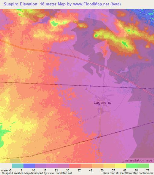 Suspiro,Cuba Elevation Map