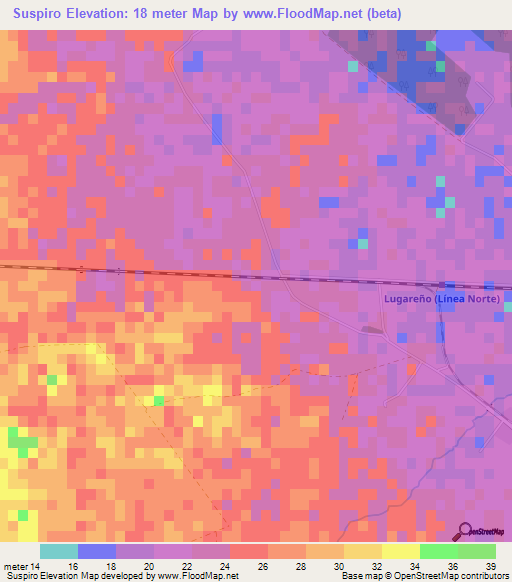 Suspiro,Cuba Elevation Map