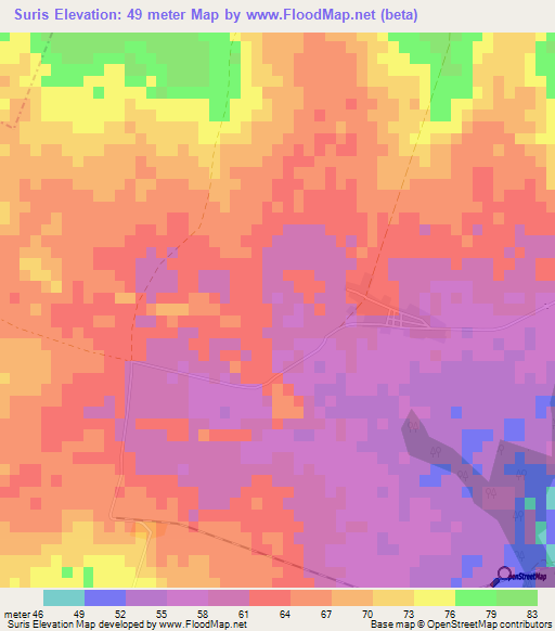 Suris,Cuba Elevation Map