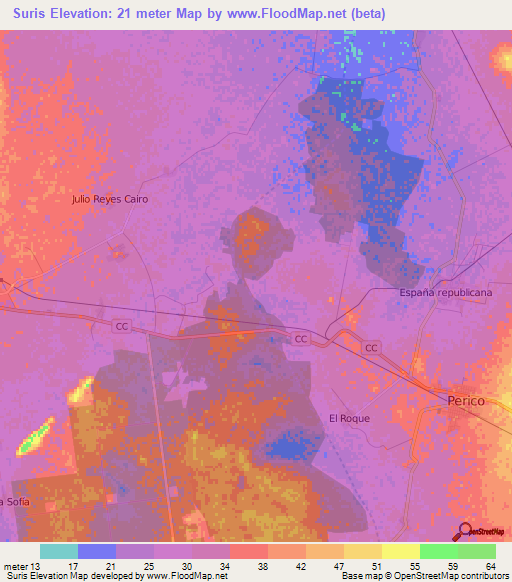Suris,Cuba Elevation Map