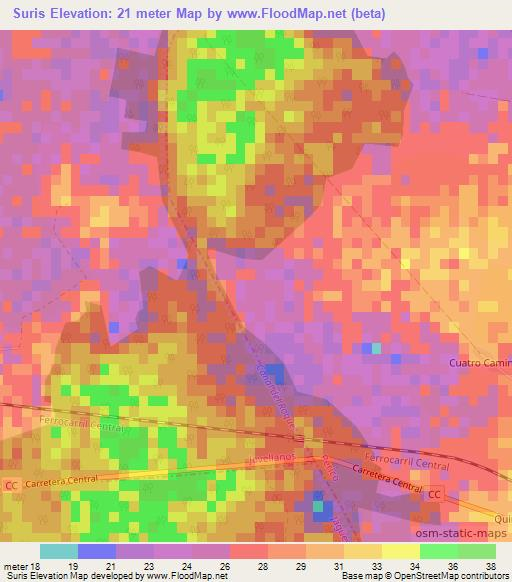 Suris,Cuba Elevation Map