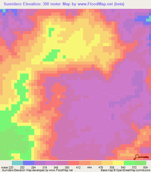 Sumidero,Cuba Elevation Map