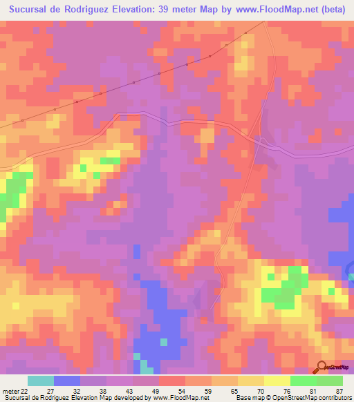 Sucursal de Rodriguez,Cuba Elevation Map