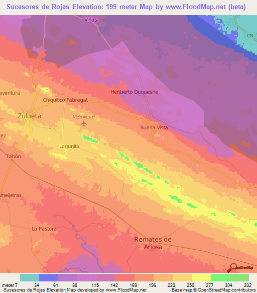 Sucesores de Rojas,Cuba Elevation Map