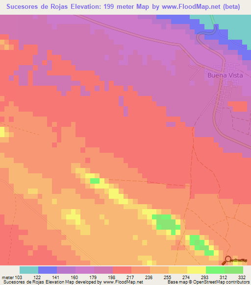 Sucesores de Rojas,Cuba Elevation Map