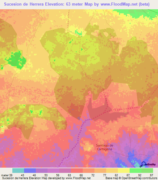 Sucesion de Herrera,Cuba Elevation Map