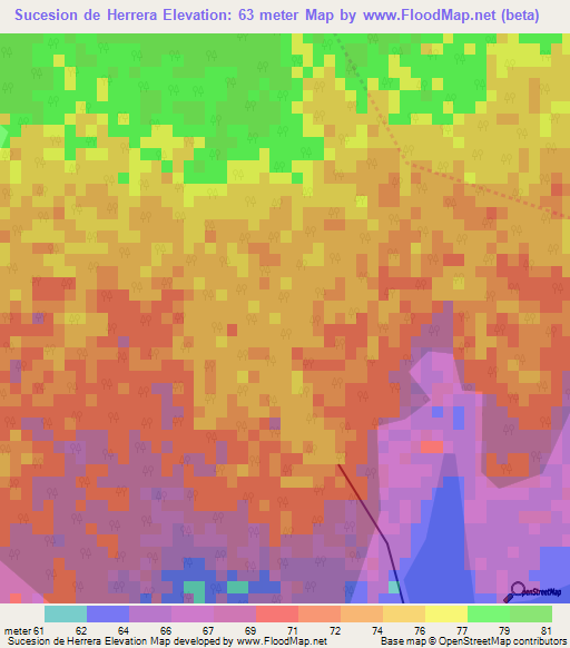 Sucesion de Herrera,Cuba Elevation Map