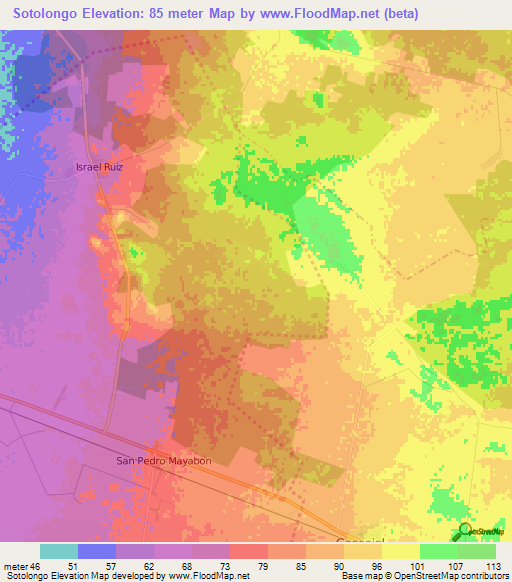Sotolongo,Cuba Elevation Map