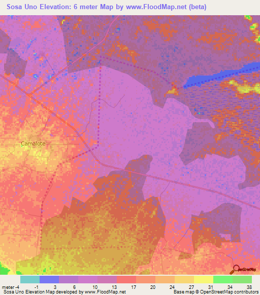 Sosa Uno,Cuba Elevation Map