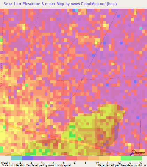 Sosa Uno,Cuba Elevation Map